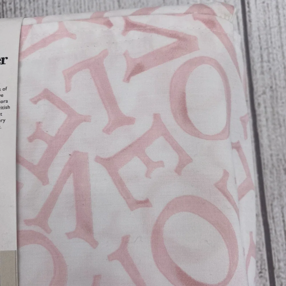 Emma Bridgewater Sheet Set QUEEN Love Pink 100% Cotton Percale Script Pastel